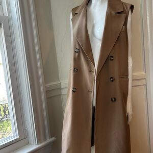 Bagatelle 6 button 2 front packet Sleeveless Brown Vest/Dress in Beige size M